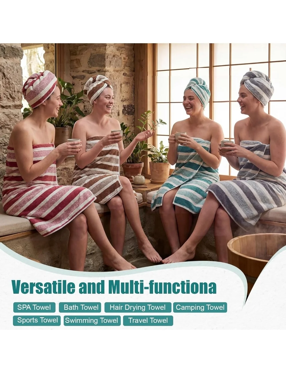 Luxury Striped Cotton Towel Set - Multi Color